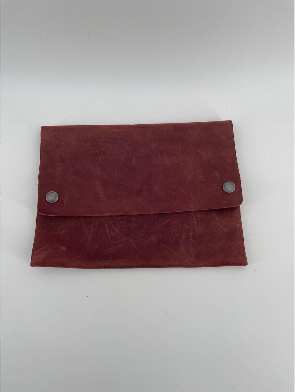 Hide & Drink Leather Pouch Wallet Red Handmade Snap Closure Unisex Rustic.